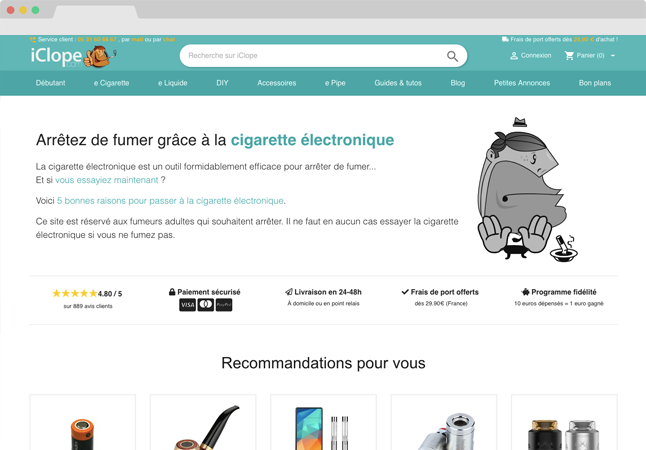 Projet conception site Internet iClope - E commerce - refonte sur Prestashop 1.7