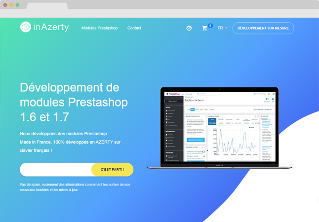 Projet conception site Internet inAzerty.com - Site e-commerce Prestashop, Addons Prestashop